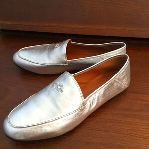 Coach Hallie metallic silver loafers, Size 9.5 Med